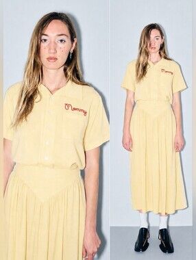 Fashion Brand Company Unisex Mommy Bowling Shirt Butter Yellow Linen